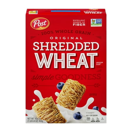 (2 Pack) Post Shredded Wheat Breakfast Cereal, Original, 16.4 (Best Whole Wheat Cereal)