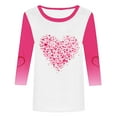 thumbnail image 4 of VgaVtl Pink Womens Tshirts Valentines 3/4 Sleeve Womens Tops Regular for Girlfriend Casual Love Print Basic Tops, 4 of 4