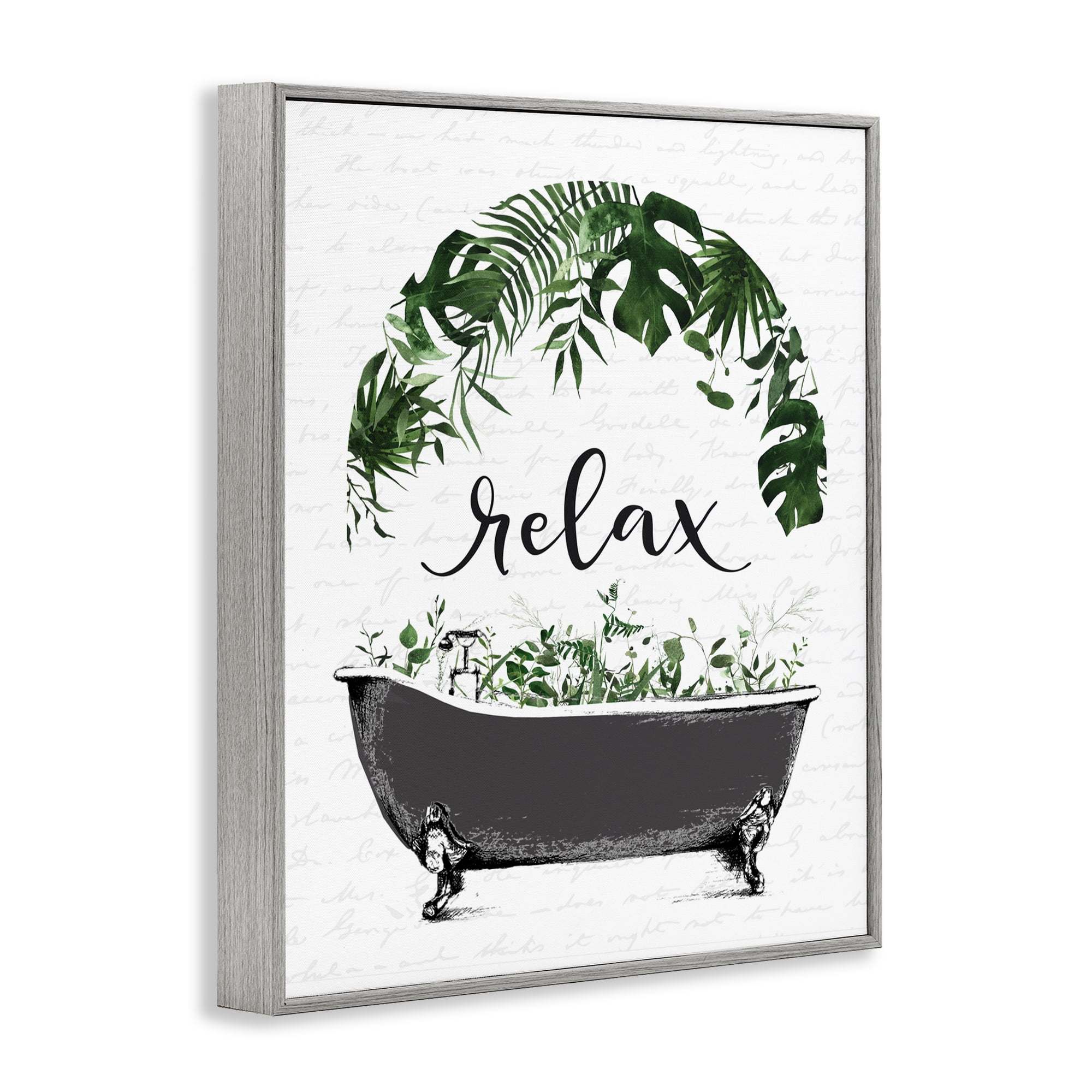 Tropical Bath Relax Gray Framed Giclee Art, design by Lettered and Lined