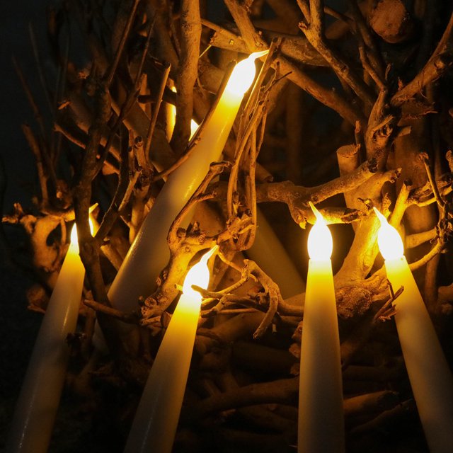 SHOWERORO 6Pcs Flameless Taper Candles for Wedding and Church Service with No Fire Hazard