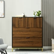 Canddidliike Storage Dresser Furniture Unit, 4 Drawer Tall Standing Organizer for Bedroom, Closet - Black&Rustic Brown