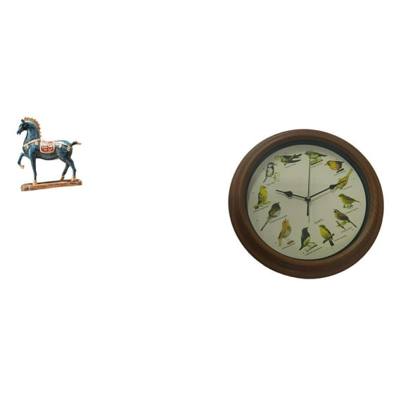 Figura de caballo,Figura de caballo Escultura animal coleccionable,Reloj de pared,Reloj de pared de pájaro cantor de 10 pulgadas para decoración del hogar,Relojes de pared decorativos