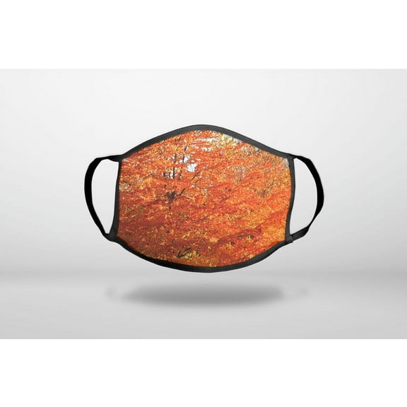 Orange Autumn Leaves - 3-Ply Reusable Soft Cloth Face Covering, Unisex, Cotton Inner Layer