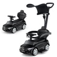 thumbnail image 1 of Costway 3-in-1 Ride on Push Car with Adjustable Canopy & Steering Push Bar Black, 1 of 10