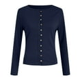 thumbnail image 4 of GEWSEY Womens Long Sleeve Tops Fall Lightweight Cardigan Cropped Going Out Shirts Ribbed Button Down Cute Trendy 2025 (Navy, L), 4 of 6