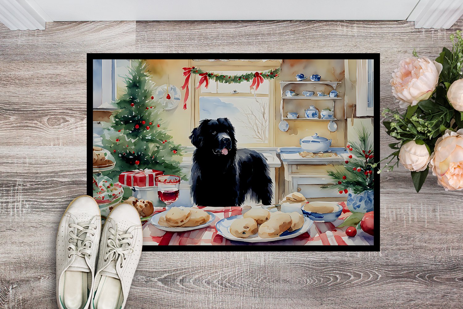 Carolines Treasures DAC3854MAT 18 x 27 in. Unisex foundland Christmas Cookies Doormat