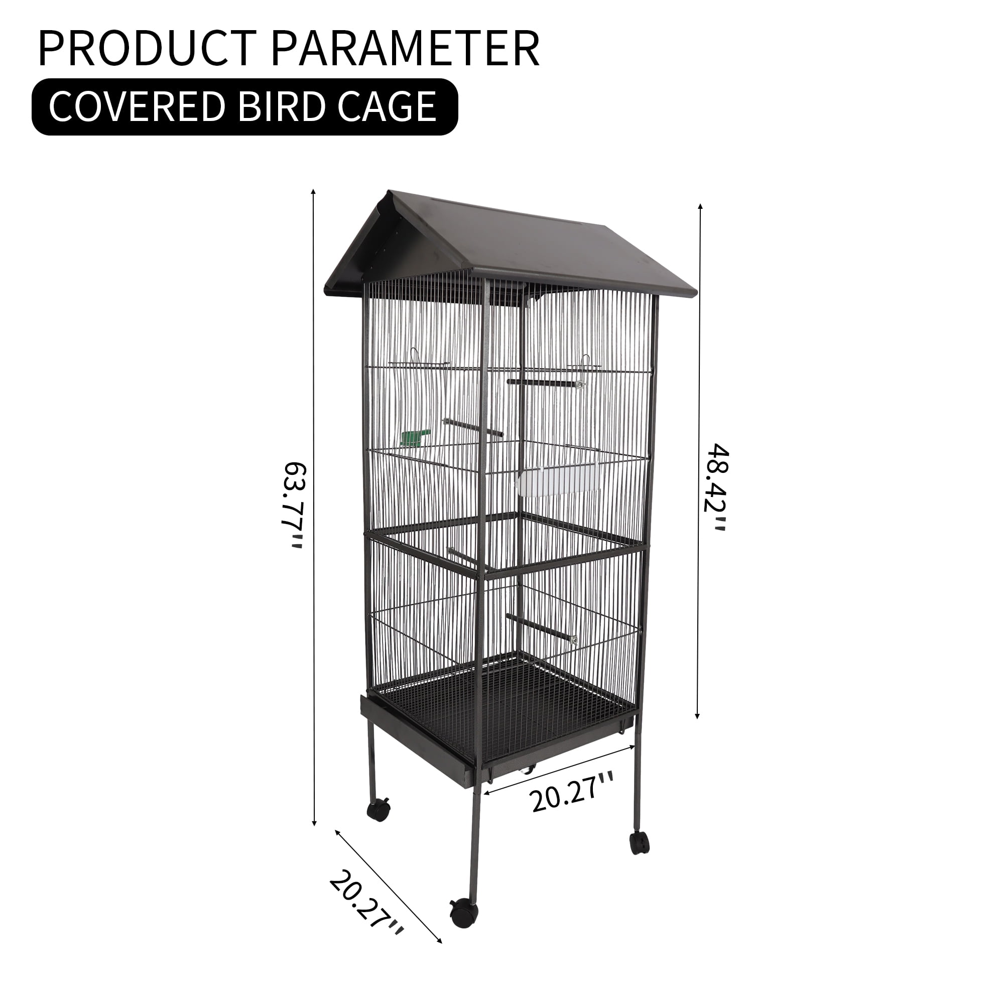 Pefilos 63" Bird Cage for Parakeets, Bird Houses for Indoor with Rolling Stand, Metal Bird Aviaries for Green Cheek Conures Pigeons Lovebird Bird's Nest, Gray Pefilos 63" Bird Cage for Parakeets, Bird Houses for Indoor with Rolling Stand, Metal Bird Aviaries for Green Cheek Conures Pigeons Lovebird Bird's Nest, Gray