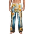 thumbnail image 2 of Lsque Rustic Blue Vase Blossoms Print Men's Pajama Pants, Lounge Pant - Comfortable Home Wear,Elastic Waistband, Stylish Design-Large, 2 of 9
