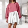 thumbnail image 1 of Vestido de manga larga para mujer vestido de retales de Color sólido vestido informal para desplazamientos diarios, 1 of 9