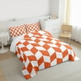 thumbnail image 3 of jejeloiu Geometric Rhombus Bedding Comforter Set,Modern Minimalist Geometric Twin Comforter Sets,Orange Checkerboard Grid Bedding Set For Teens,Ultra Soft Home Decor Reversible,2pcs, 3 of 8