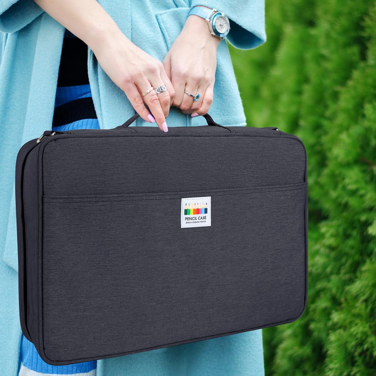 YOUSHARES Big Capacity Colored Pencil Case - 480 Slots large Pen Case Organizer with Multilayer Holder for Prismacolor Colored Pencils & Gel Pen (Black)