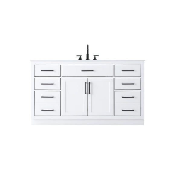 Elegant Kitchen and Bath Alden 60 Inch Single Bathroom Vanity In White