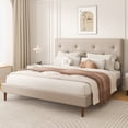 thumbnail image 2 of Frostbloom Full Size Linen Upholstered Platform Bed Frame with Adjustable Headboard, Beige, 2 of 8