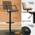 thumbnail image 4 of JONPONY Bar Stools Set of 4, Back and Armrest,Vintage Leather Modern Bar Chairs for Home and Kitchen Counter,Brown,Low Back, 4 of 10