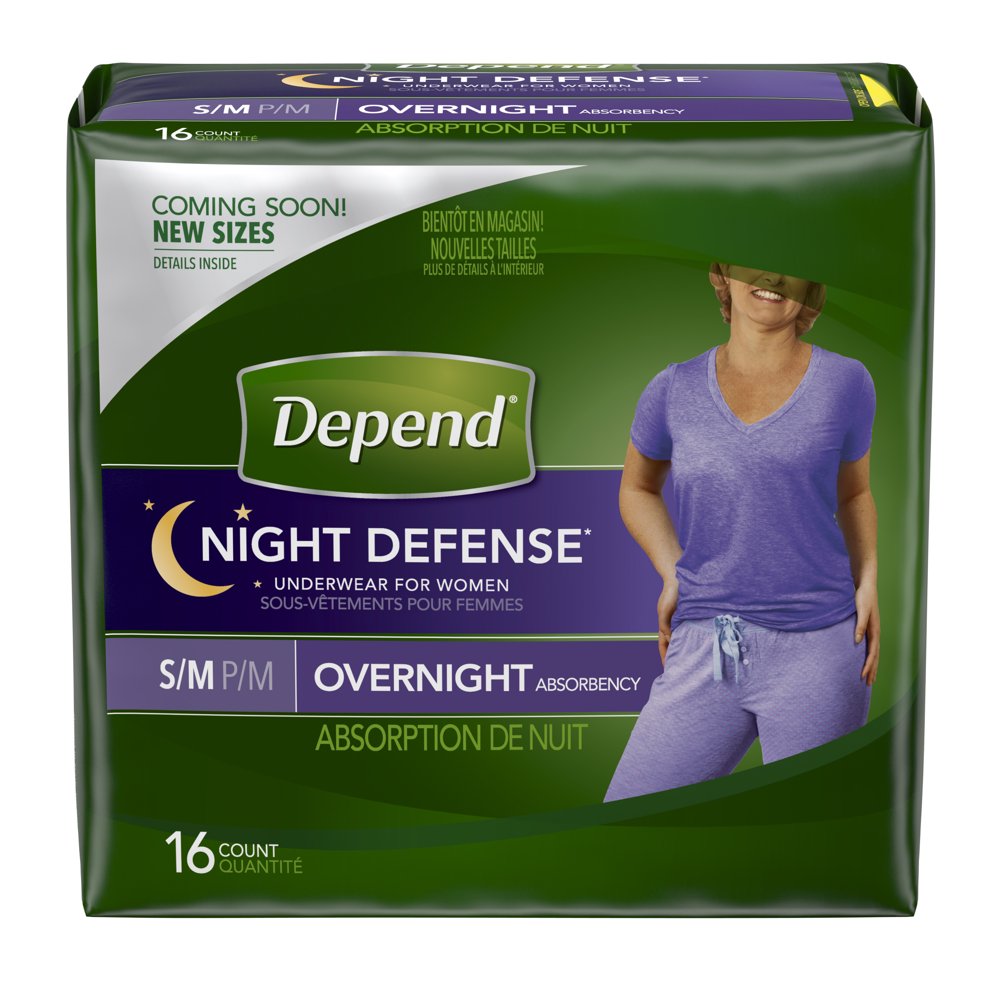 Depend Night Defense Incontinence Overnight Underwear for Women, S/M