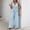 Blue, variant on Women's Striped Print V‑Neck Sleeveless Jumpsuit Button Front Tie Waist Wide‑Leg Long Pants with Pockets Army Green XL(XL)