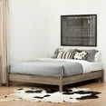 thumbnail image 3 of South Shore Platform Queen Bed on Legs- Rustic Style Weathered Oak, 3 of 11