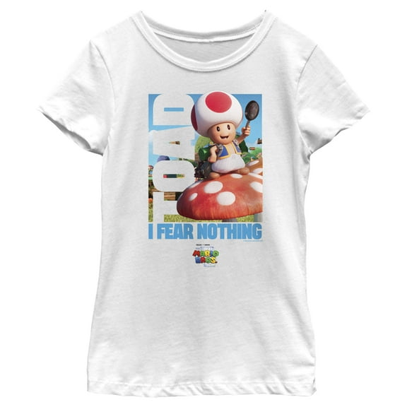 Girl's The Super Mario Bros. Movie Toad I Fear Nothing Graphic Tee White Small