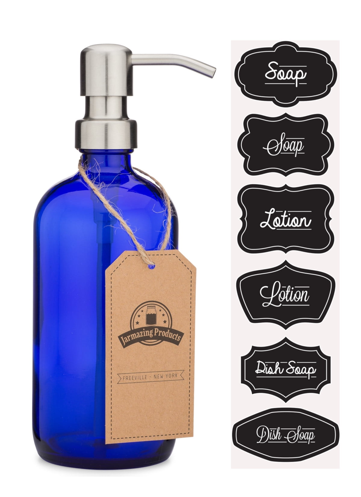 Blue Soap Dispenser 2pk Imperfect Cobalt Blue Glass16oz Bottles w Choice Pumps 