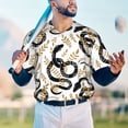 thumbnail image 5 of Zufioo Snake Print Men's Baseball Short Sleeve, Moisture Wicking Button-Down Hip Hop Tee-Large, 5 of 7