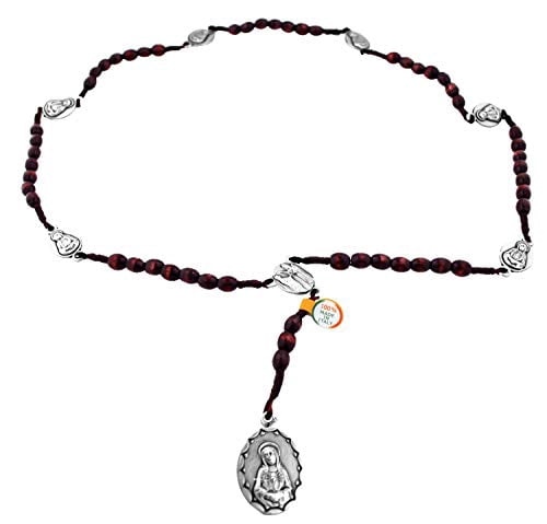 Seven Sorrows Of Mary Rosary Chaplet – White Glass Beads, Silver Tone Medals, 22 Inch Necklace, Catholic Jewelry Gift With Box