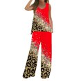 thumbnail image 1 of Mikilon Ensemble Élégant pour Femmes 2 Pcs Débardeur Imprimé Décontracté Ample Pantalon Long Sans Manches Col Rond Haut/chemise Rouge G, 1 of 5