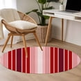 thumbnail image 5 of Red Vertical Striped Large Area Rugs for Bedroom Living Room, Soft Non Slip Carpet Bedside Rug, Farmhouse Minimalist Abstract Lines Round Floor Cover Kitchen Accent Rug 4' for Dining Room/Office, 5 of 9