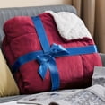 thumbnail image 5 of Cozy Comfort Queen Sherpa Fleece Blankets - Thick and Warm, Soft Fuzzy Blanket, Red, 90x90 inches, 5 of 6