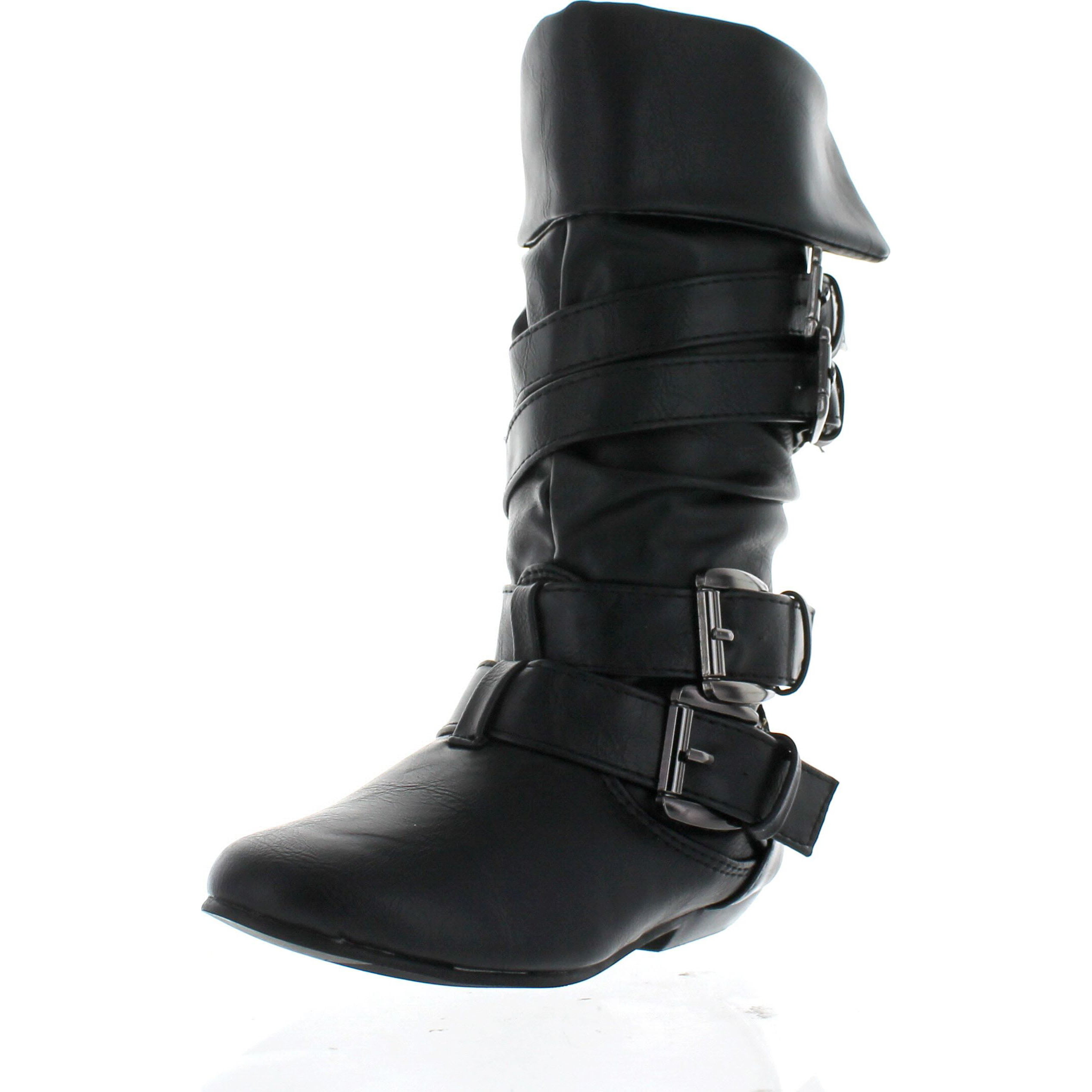Link Tamika-42K Children Girls Comfort Slouch Cozy Slip On Buckle Boots 