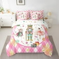 thumbnail image 2 of Feelyou Merry Christmas Child Twin Bedding Sets 7-Piece, Cartoon Fairy Tale Bedding Comforter Set, Pink Plaid Buffalo Reversible Sheet Sets, Lightweight Room Decor, 2 of 7