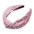 thumbnail image 1 of Faux Pearl Knotted Headband, Classic Casual Style Velvet Headband for Women Girl, Pink, 6.69"x4.72"x1.38", 1 of 7