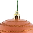 thumbnail image 2 of Vickerman 4" Coral Candy Finish Ball Ornament with Glitter Lines, 4 per Bag, 2 of 6