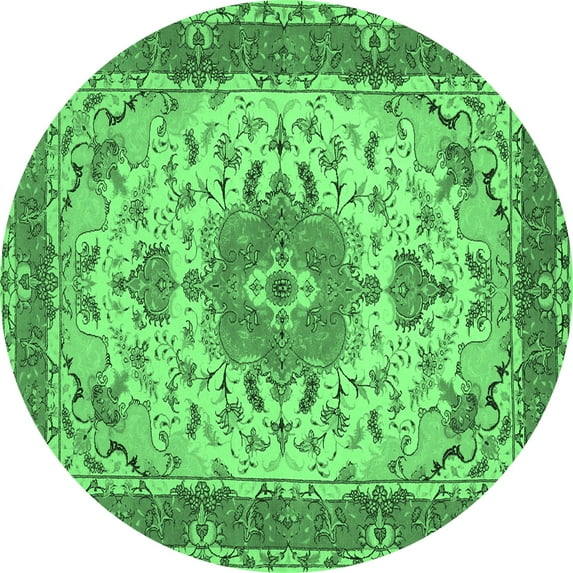 Ahgly Company Indoor Round Persian Emerald Green Traditional Area Rugs, 8' Round
