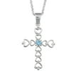 Birthstone Heart Cross Sterling Silver Pendant