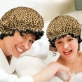thumbnail image 6 of Shower Caps,Yellow and Brown Of Cheetah Print Waterproof Shower Cap for Women 4 Pieces,Double Reusable Hair Cover for Shower PEVA Elastic Stretch Hem, 6 of 7