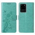 thumbnail image 2 of For Samsung Galaxy S20 Ultra 5G 6.9 inch Embossed Butterfly Flowers With Card Slots And A Cash Compartment Shockproof Kickstand Flip Leather Phone Case For Women,Green,For Galaxy S20 Ultra 5G, 2 of 7