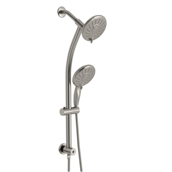 JERFIT 5-inch Dual Shower Head Combo with Adjustable Slide Bar, 5-Spray Handheld Showerhead, 1.8 GPM, Brushed Nickel Finish