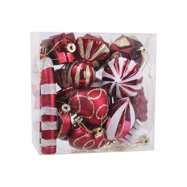 Advancent Juego de bolas colgantes con forma de corazón, decoraciones festivas, adornos, regalos pensativos, juego de bolas colgantes, Feliz Kits de decoración para fiestas vino tinto