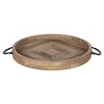 thumbnail image 1 of Kate and Laurel Plateau Rond en Bois et Métal Marmora Diamètre 18 Pouces Brun Rustique, 1 of 4
