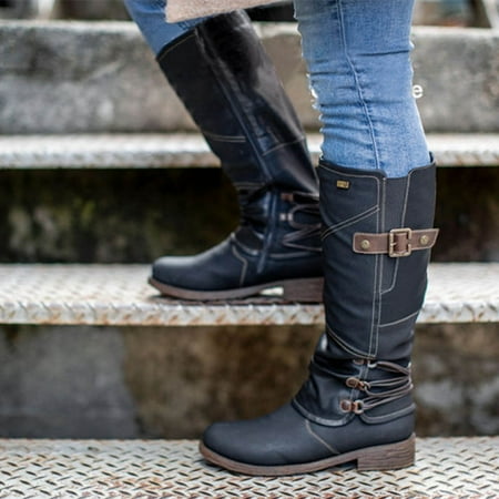

MIASHUI Waterproof Fashion Heel Side Zipper Boots High Color Boots Women s Boots Women Sneakers Shoes Wedges Women Shoes Casual