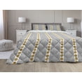 thumbnail image 1 of Geometric Comforter & Sham Bedding Set, Vertical Stripes with Circles Grunge Effect Composition Abstract Graphic, 3 pcs Duvet Set Microfiber Filling Quilt, 5 Sizes, Brown Black White, by Ambesonne, 1 of 4