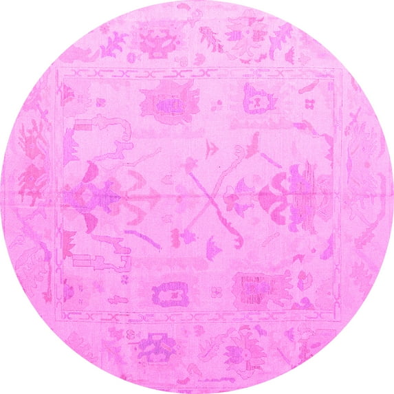 Ahgly Company Indoor Round Oriental Pink Traditional Area Rugs, 4' Round