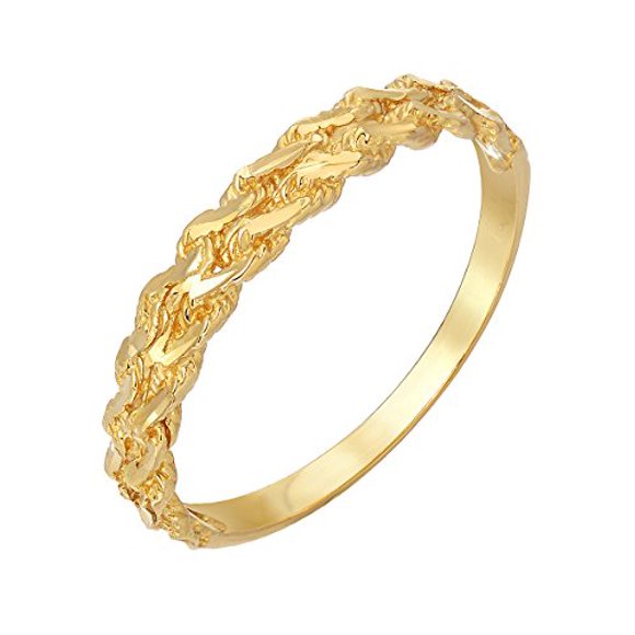 14 Karat Yellow Gold Rope Diamond Cut Ring