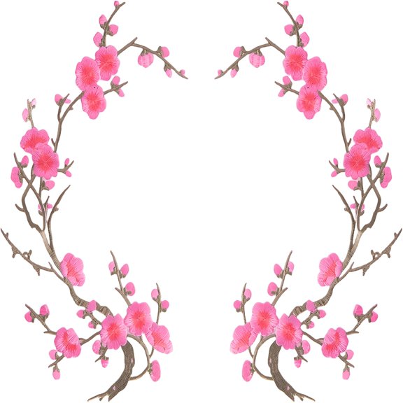 TUWAFE 2026 New Cherry Blossom Iron-On Patches: Embroidered Cherry Blossom Patch with Sew-On Appliques,Iron-On Patches for Clothing,Jeans,Backpacks,Bags,Diy Decorative Appliques 2(Pink)