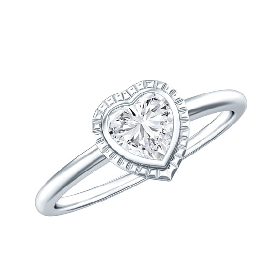 Heart Shape Lab Grown Diamond Promise Ring for Women (Half Carat, EF-VS Quality), 925 Sterling Silver, US 4.00