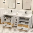 thumbnail image 4 of Ayna Decors Rooh 72 in White Double Sink Bathroom Vanity Set with White Quartz Countertop | 4 Soft Closing Doors | 6 Full Extention Soft Close Drawer | Black Hardware, 4 of 10