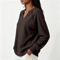 thumbnail image 5 of Lumistal Womens Sweatshirt Long Sleeve V Neck Lace Loose Fit Fall Pullover Tops Sweatshirts for Women Trendy Lightweight Tunic Top Spring Fall Outfits Brown M, 5 of 7
