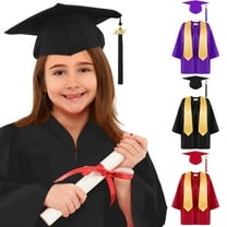 BloomJoy 2-12T Kid Graduation Cap and Gown 2025 Set with Tassel for Kindergarten Preschool Nursery Graduation Black 10-12 Years Big Kid