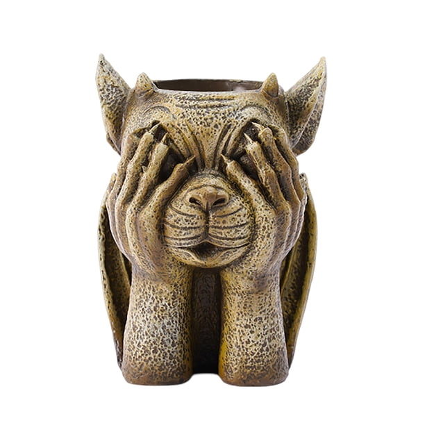 Escultura Maceta Resina Paisajismo Interior y Exterior Pequeña Maceta Maceta Escultura Gótica Adecuado Patio