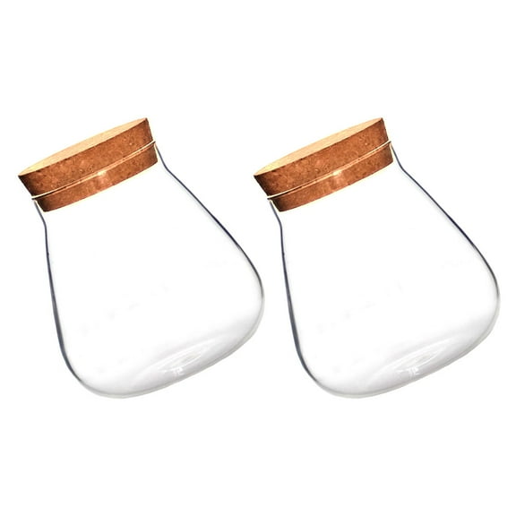 unbranded  2 Pcs Cork Glass Bottle Test Tubes for Plants Clear Vase with Top Candies Food Containers Brown